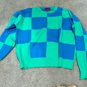 Blue and Green Checkered Sweater